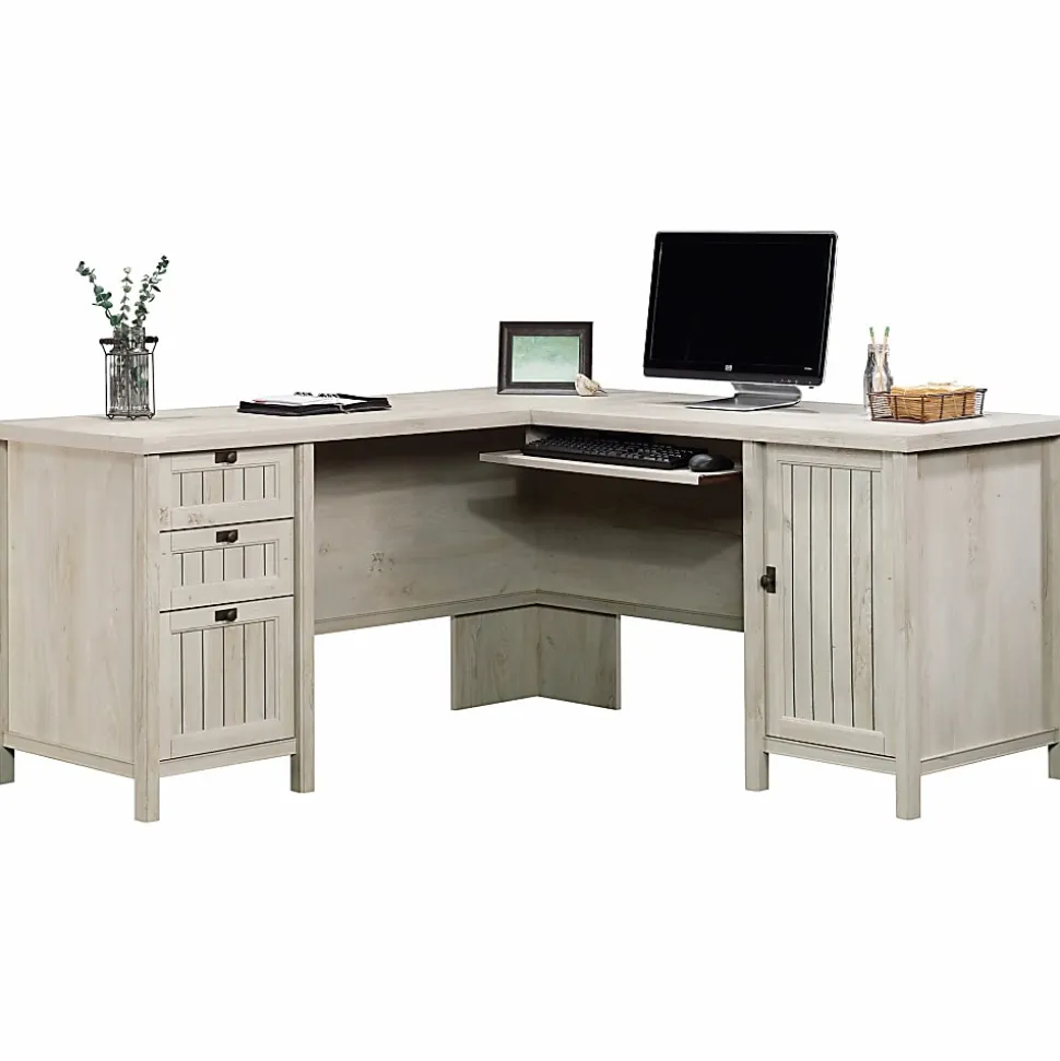 Sauder® Costa 65"W L-Shaped Corner Desk, Chalked Chestnut
