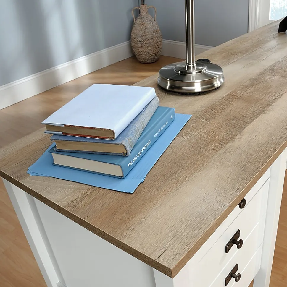 Sauder® Cottage Road 65"W L-Shaped Corner Desk, Soft White/Oak