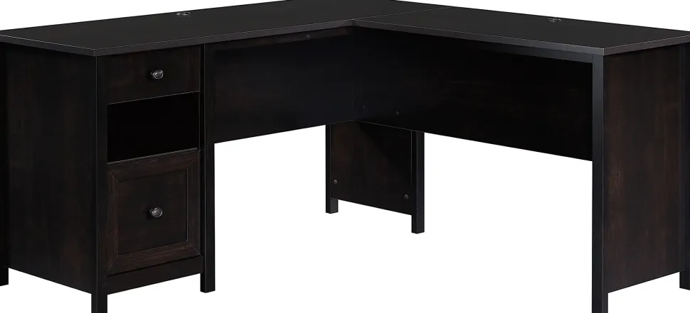 Sauder® County Line 61"W L-Shaped Office Computer Desk With File Drawer, Estate Black