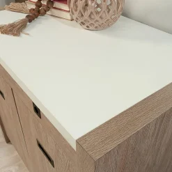 SauderĀ® Dixon City 33"W Computer Desk Cabinet With Storage, Brushed Oakā¢/Pebble Whiteā¢