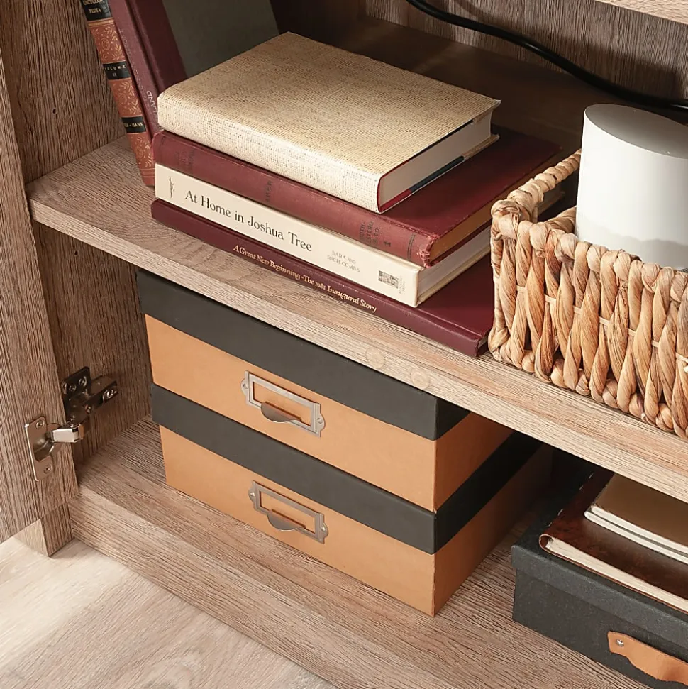 Sauder® Dixon City 33"W Computer Desk Cabinet With Storage, Brushed Oak™/Pebble White™