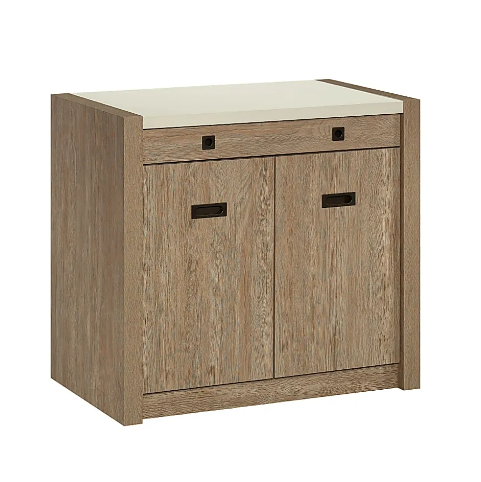 Sauder® Dixon City 33"W Computer Desk Cabinet With Storage, Brushed Oak™/Pebble White™