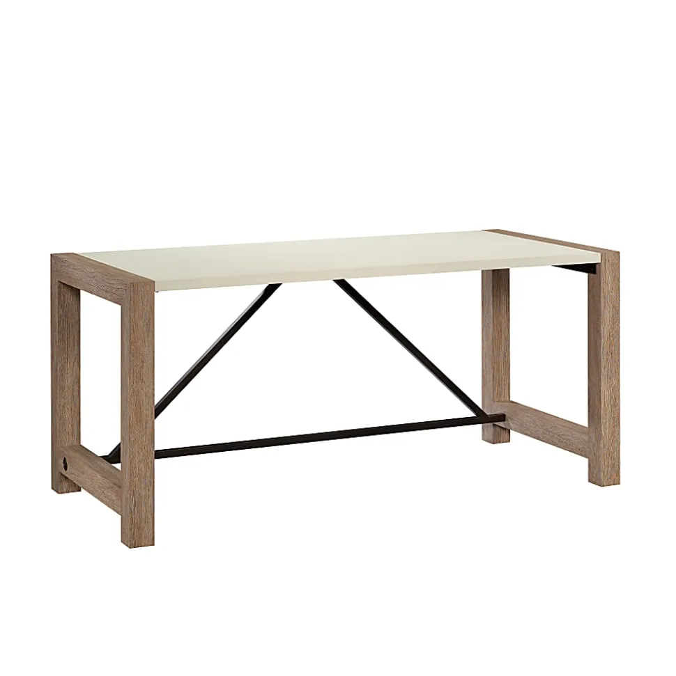 Sauder Dixon City 66"W Executive Computer Desk, Brushed Oak™/Pebble White™