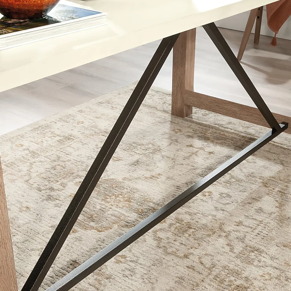 Sauder Dixon City 66"W Executive Computer Desk, Brushed Oak™/Pebble White™