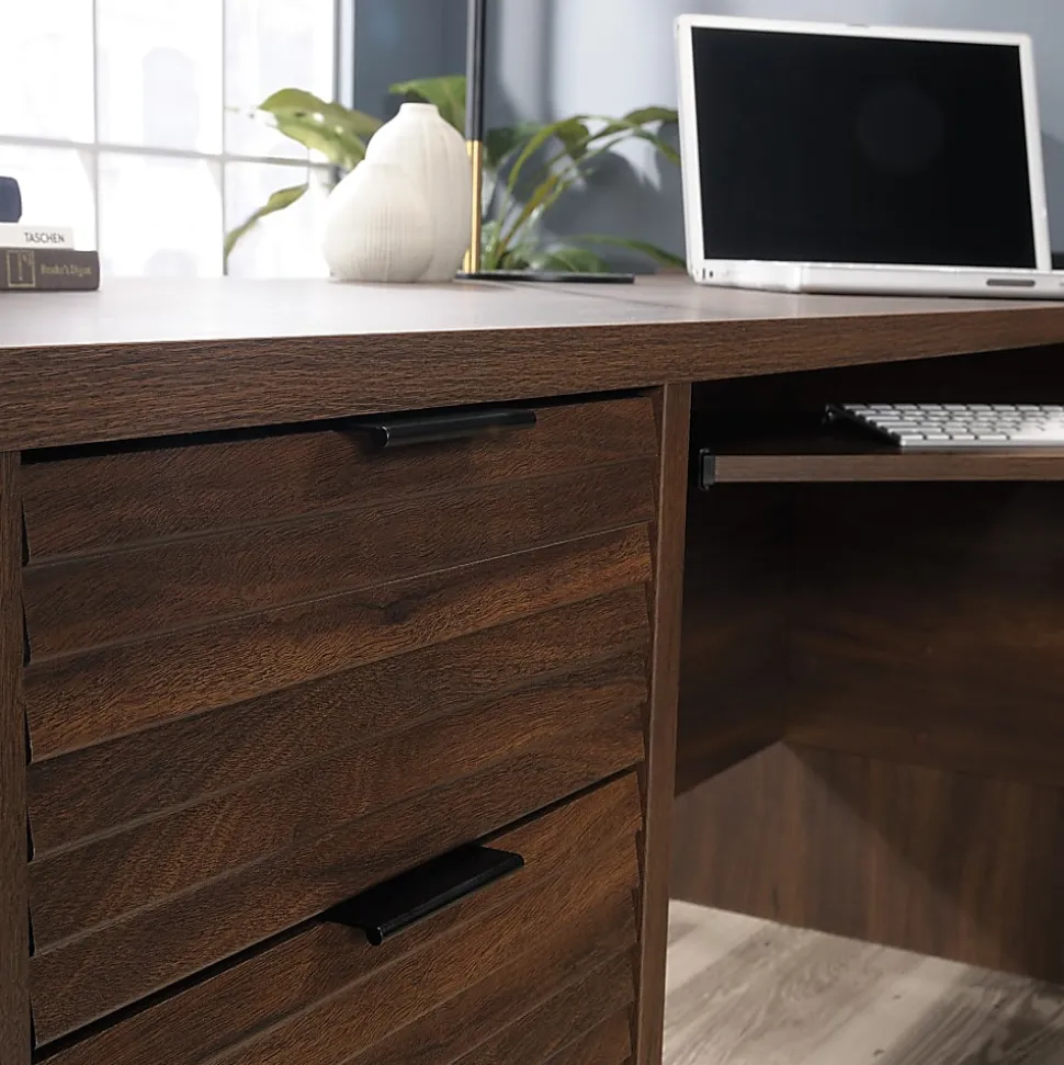 Sauder® Englewood 65"W L-Shaped Corner Desk, Spiced Mahogany