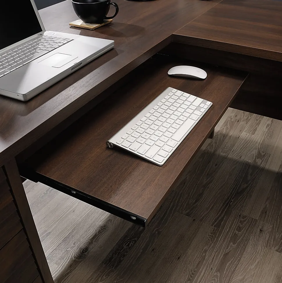 Sauder® Englewood 65"W L-Shaped Corner Desk, Spiced Mahogany