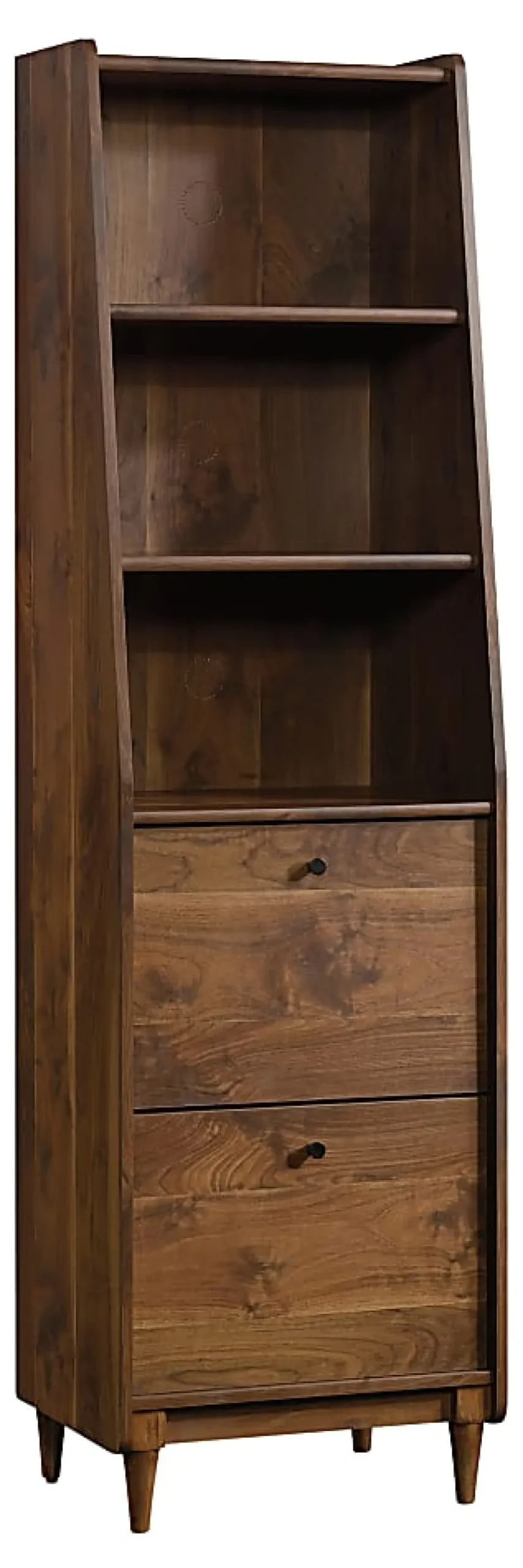 Sauder® Harvey Park 71"H Narrow 3-Shelf Bookcase With File, Grand Walnut