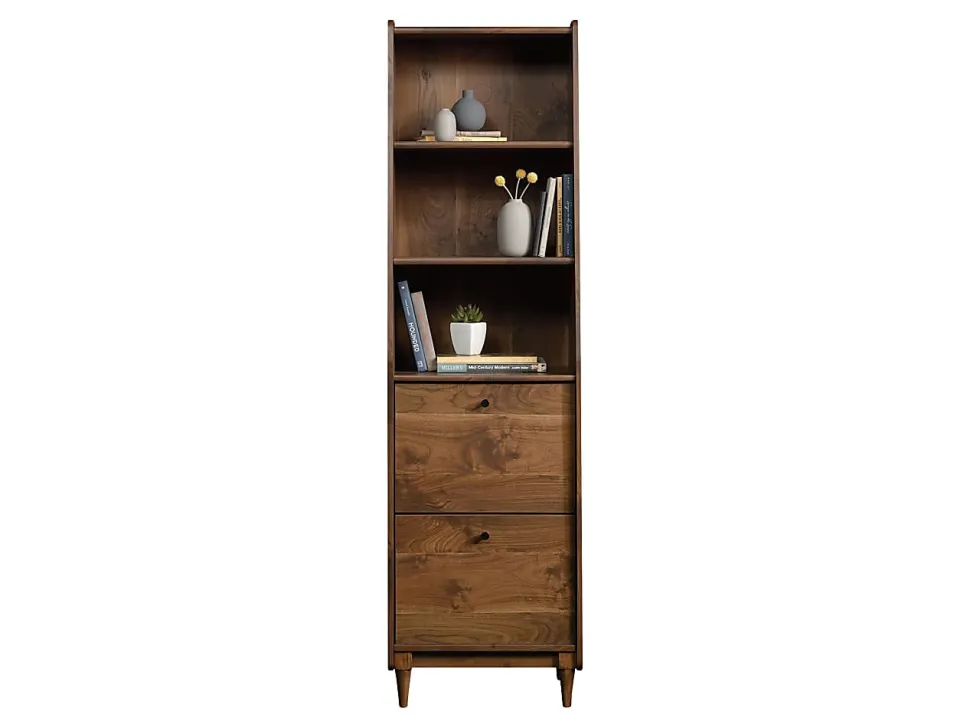 Sauder® Harvey Park 71"H Narrow 3-Shelf Bookcase With File, Grand Walnut