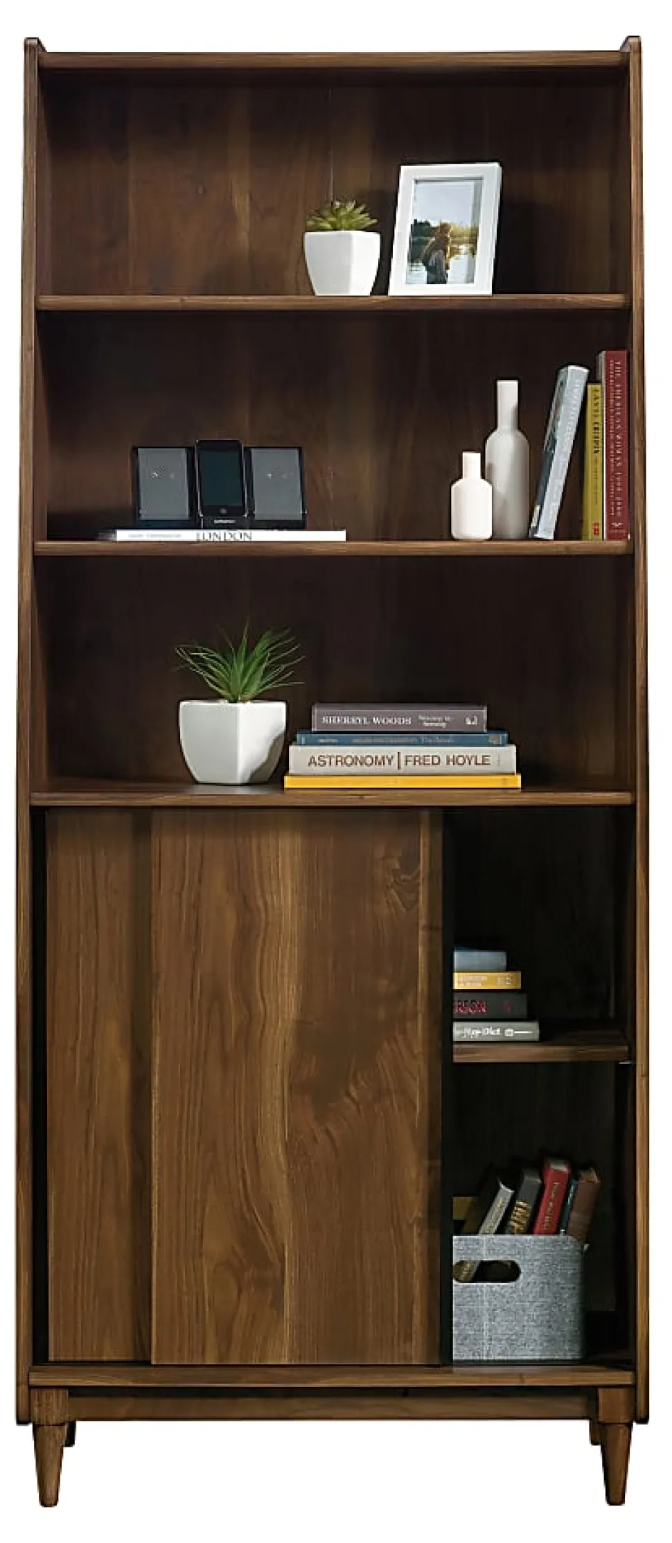 Sauder® Harvey Park 71"H 5-Shelf Bookcase With Doors, Grand Walnut