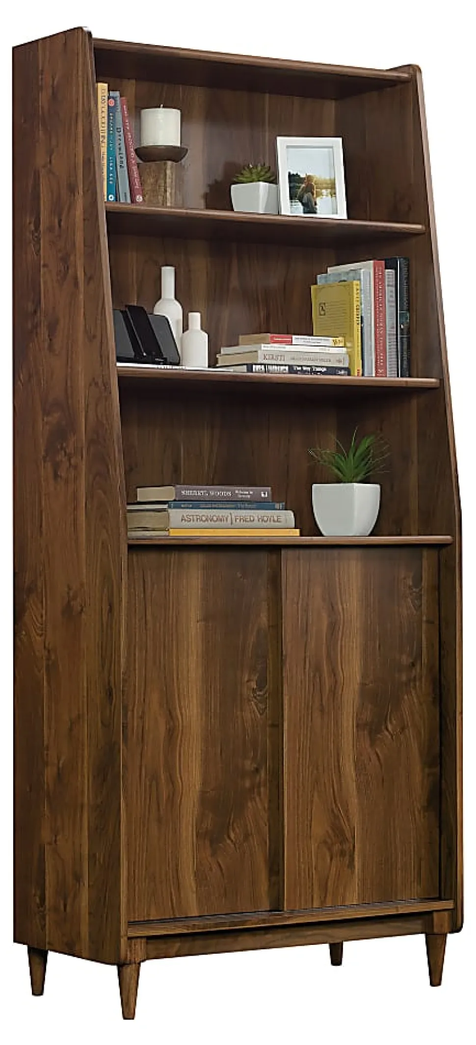 Sauder® Harvey Park 71"H 5-Shelf Bookcase With Doors, Grand Walnut