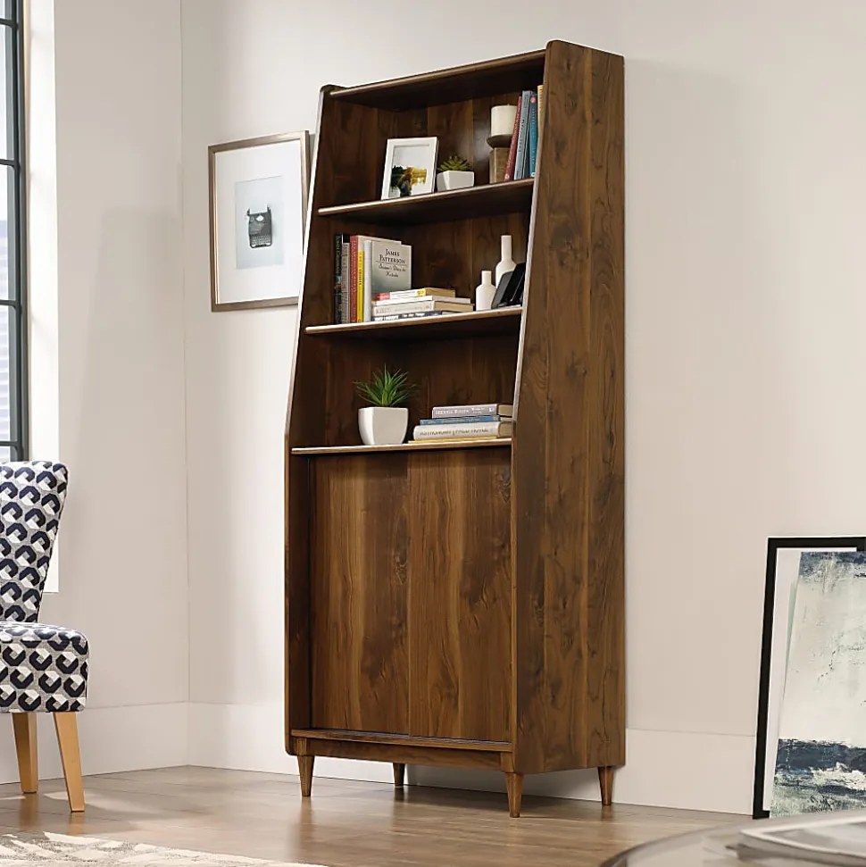 Sauder® Harvey Park 71"H 5-Shelf Bookcase With Doors, Grand Walnut