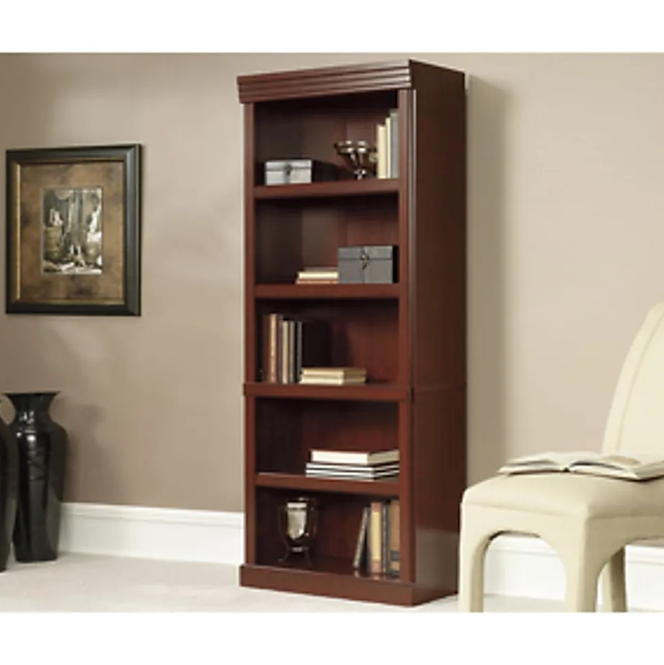 Sauder® Heritage Hill 72"H Bookcase, Open 5-Shelf, Classic Cherry