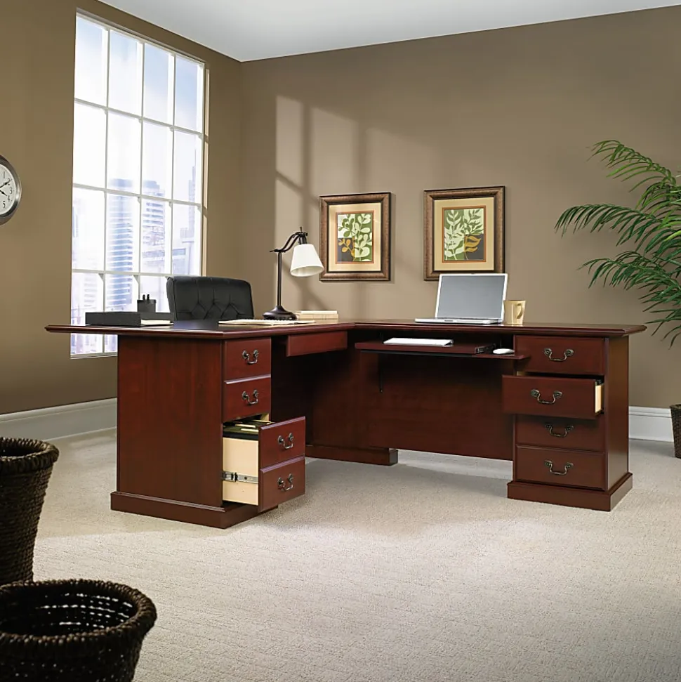 Sauder® Heritage Hill 71"W Executive Computer Desk, Classic Cherry