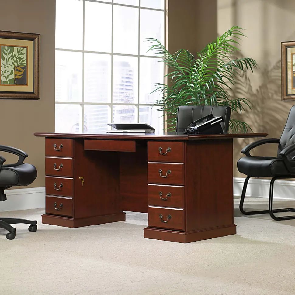 Sauder® Heritage Hill 71"W Executive Computer Desk, Classic Cherry