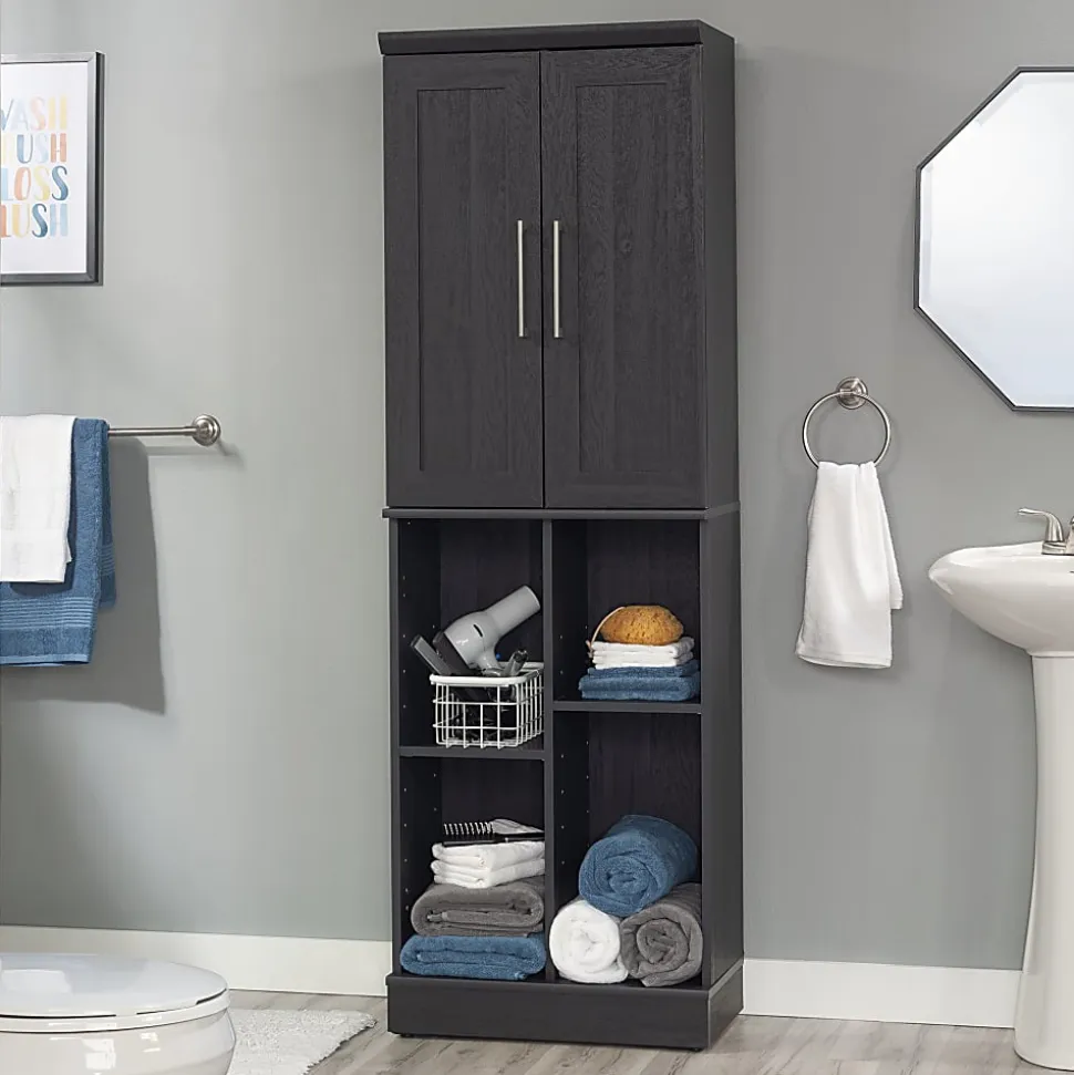 Sauder HomePlus Modern 24"W Storage Cabinet With Adjustable Doors, Raven Oak®