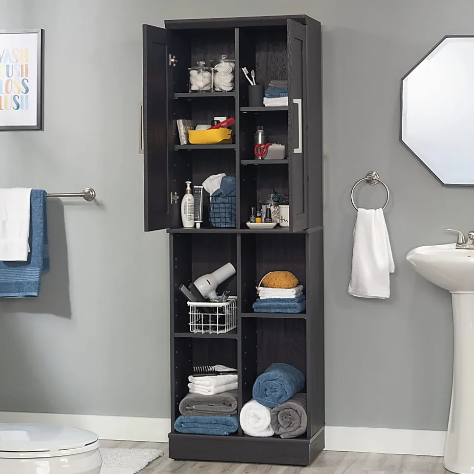 Sauder HomePlus Modern 24"W Storage Cabinet With Adjustable Doors, Raven Oak®