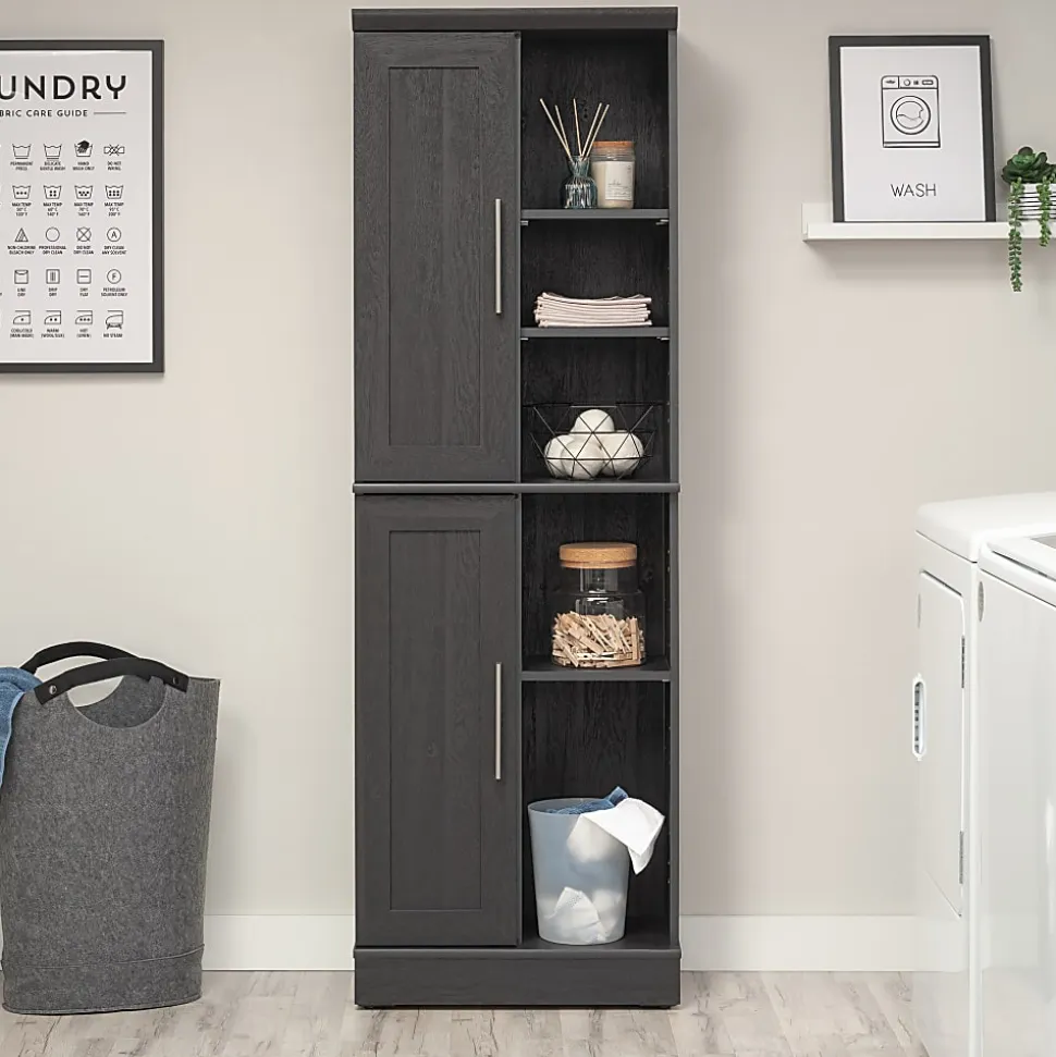 Sauder HomePlus Modern 24"W Storage Cabinet With Adjustable Doors, Raven Oak®