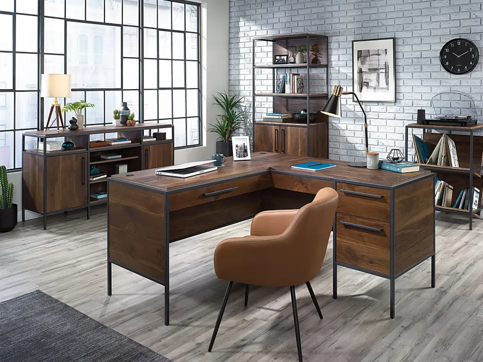Sauder® Nova Loft 59"W L-Shape Corner Desk, Grand Walnut