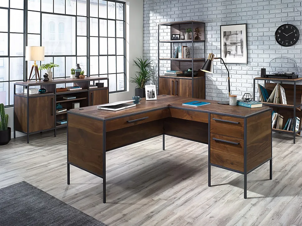 Sauder® Nova Loft 59"W L-Shape Corner Desk, Grand Walnut