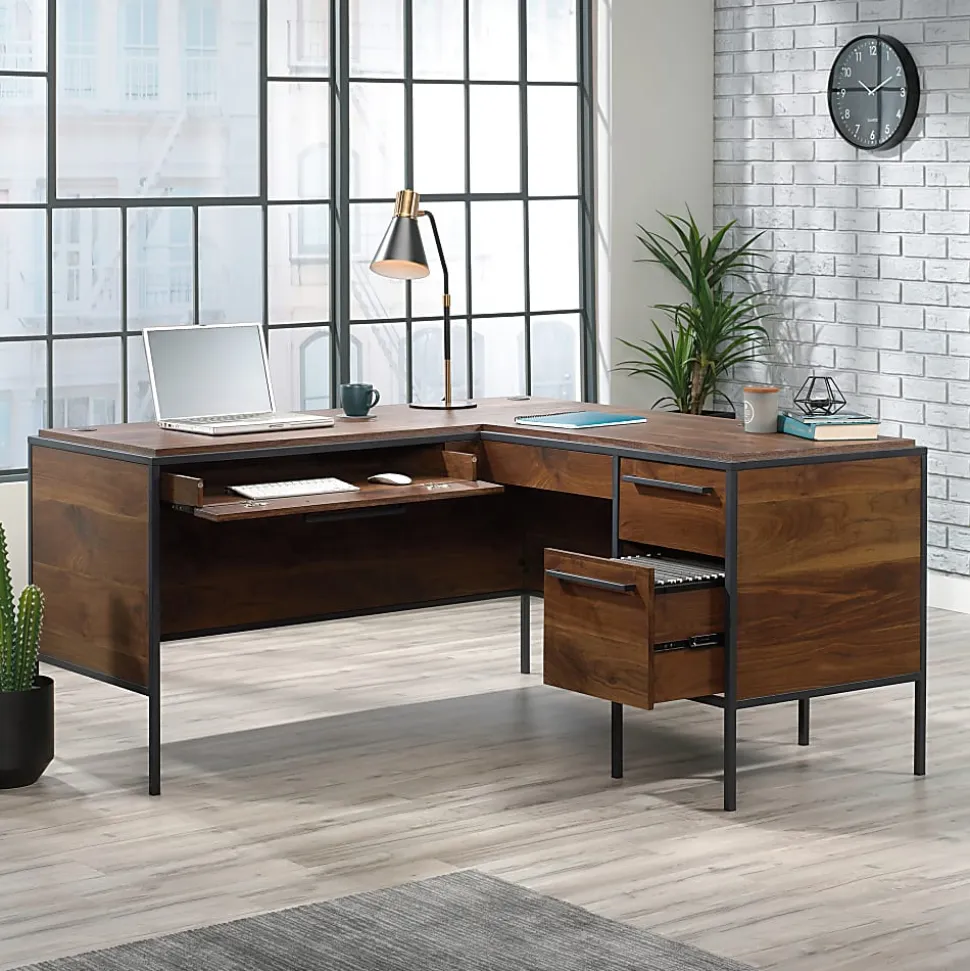 Sauder® Nova Loft 59"W L-Shape Corner Desk, Grand Walnut