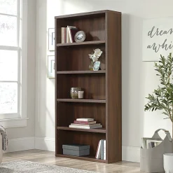 SauderĀ® Optimum 73-1/2"H 5-Shelf Bookcase, Spiced Mahogany
