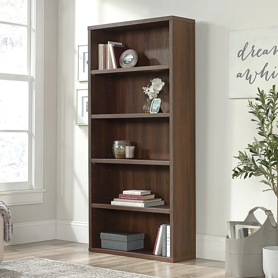 Sauder® Optimum 73-1/2"H 5-Shelf Bookcase, Spiced Mahogany