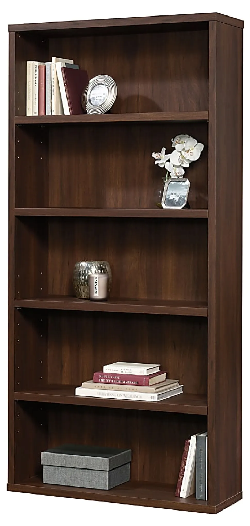 Sauder® Optimum 73-1/2"H 5-Shelf Bookcase, Spiced Mahogany
