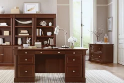 SauderĀ® Palladia 71 7/8"H 5-Shelf Traditional Library With Doors, Cherry/Medium Finish, Standard Delivery