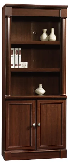 Sauder® Palladia 71 7/8"H 5-Shelf Traditional Library With Doors, Cherry/Medium Finish, Standard Delivery