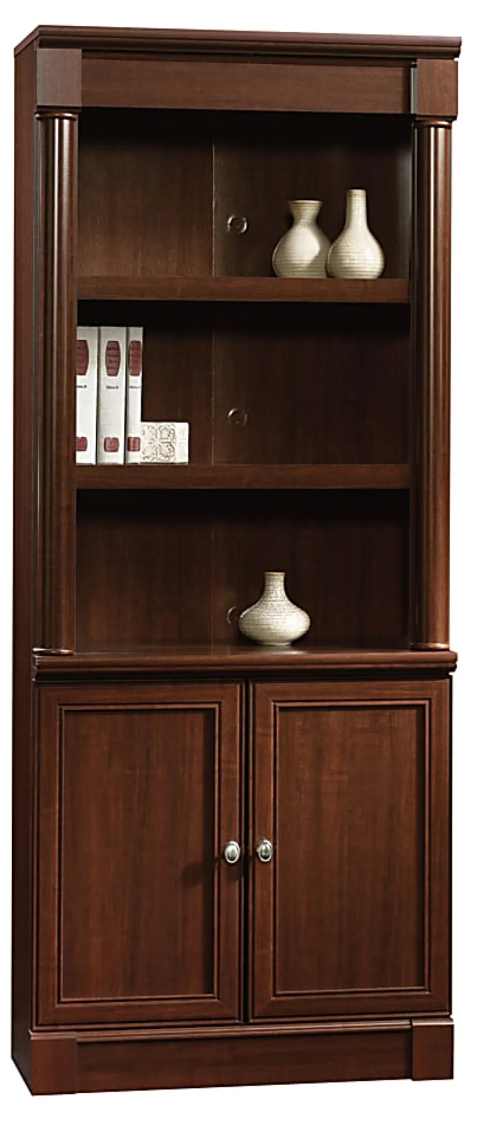 Sauder® Palladia 71 7/8"H 5-Shelf Traditional Library With Doors, Cherry/Medium Finish, Standard Delivery