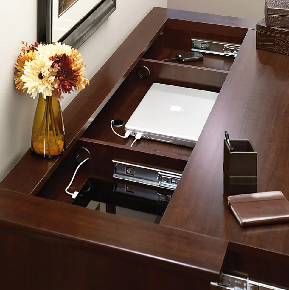 Sauder® Palladia 62"W Computer Credenza With Slide-Out Computer Desktop, Select Cherry