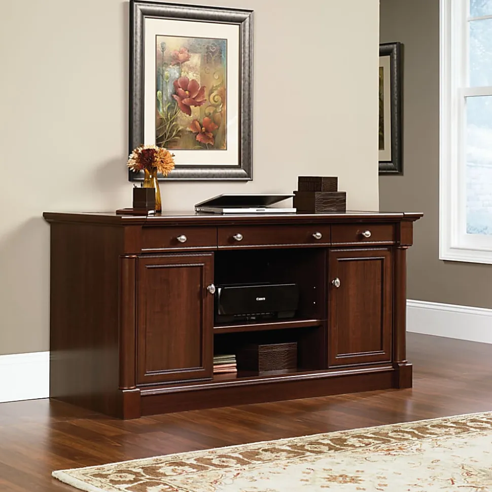 Sauder® Palladia 62"W Computer Credenza With Slide-Out Computer Desktop, Select Cherry