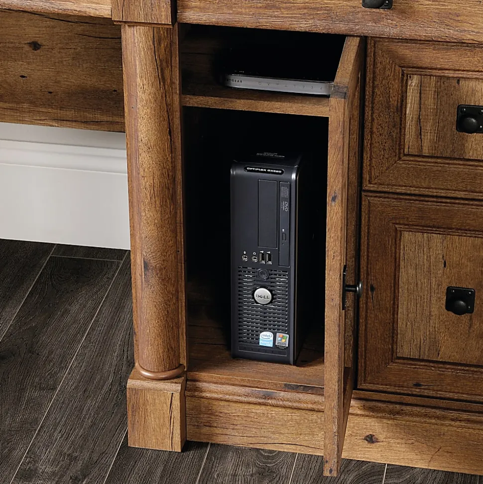 Sauder® Palladia 60"W Computer Desk With Hutch, Vintage Oak