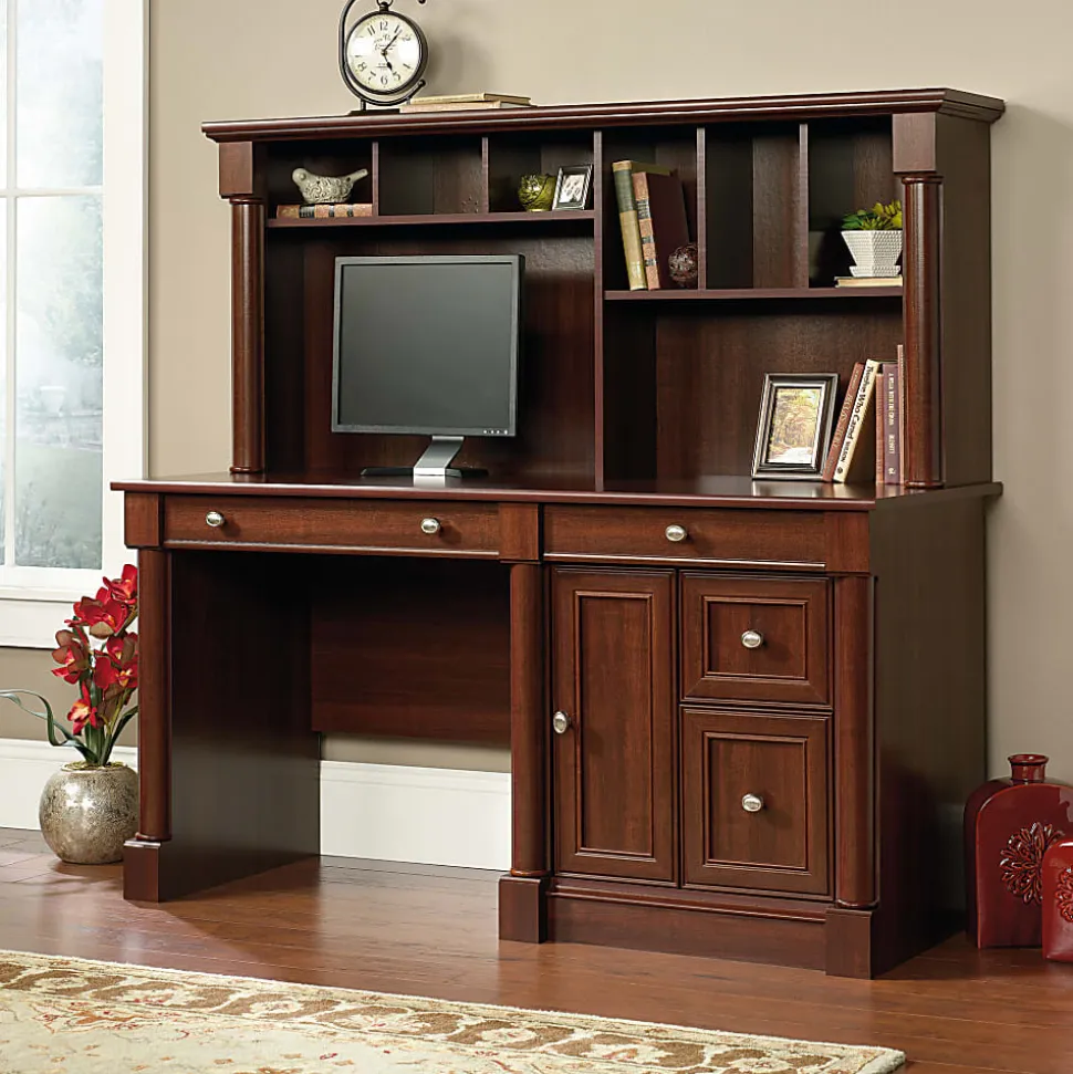 Sauder® Palladia 60"W Computer Desk With Hutch, Select Cherry