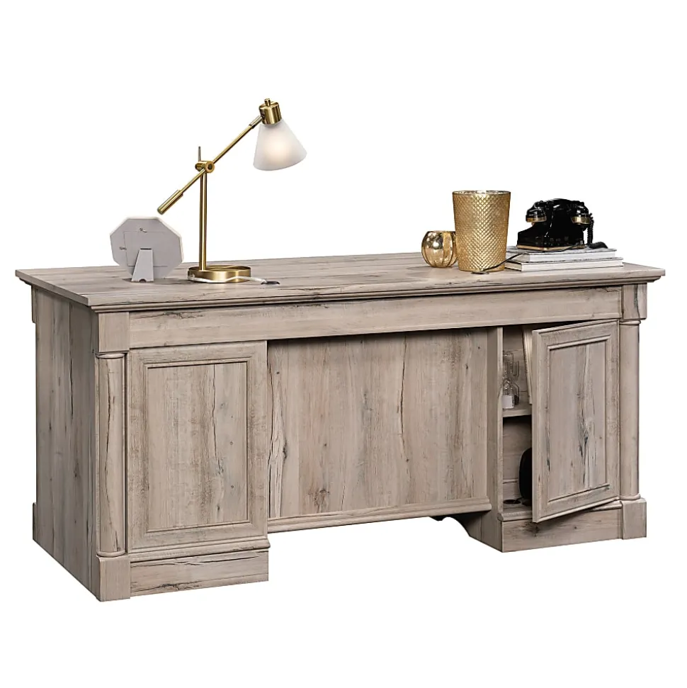 Sauder® Palladia 66"W Double-Pedestal Executive Computer Desk, Split Oak
