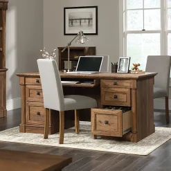 Sauder® Palladia 66"W Executive Computer Desk, Vintage Oak