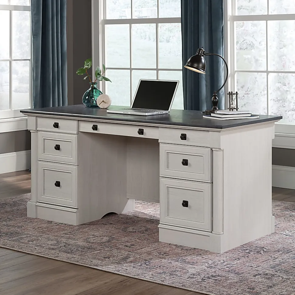 Sauder® Palladia 66"W Executive Computer Desk, Glacier Oak