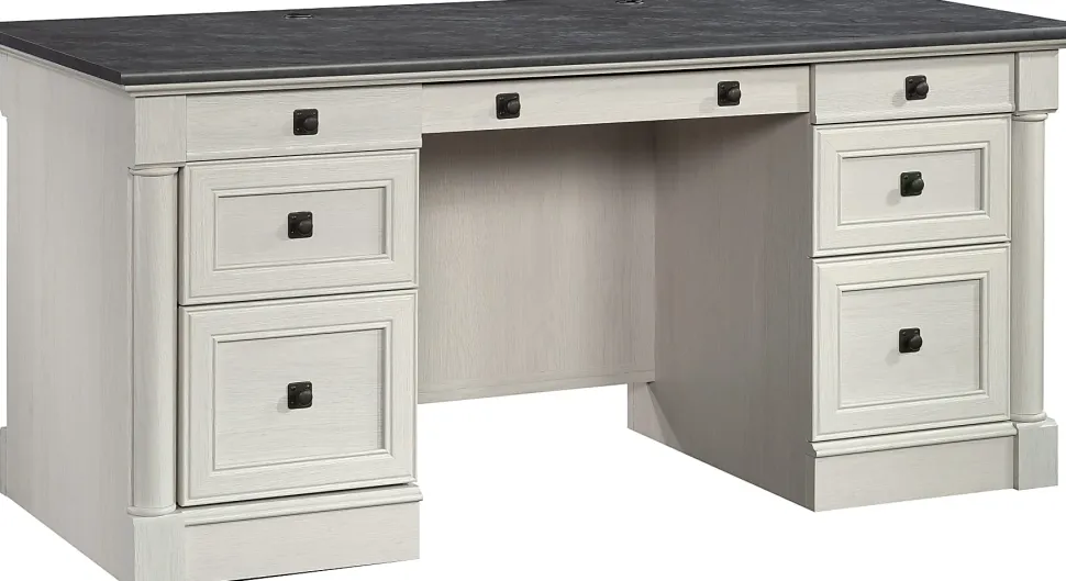 Sauder® Palladia 66"W Executive Computer Desk, Glacier Oak