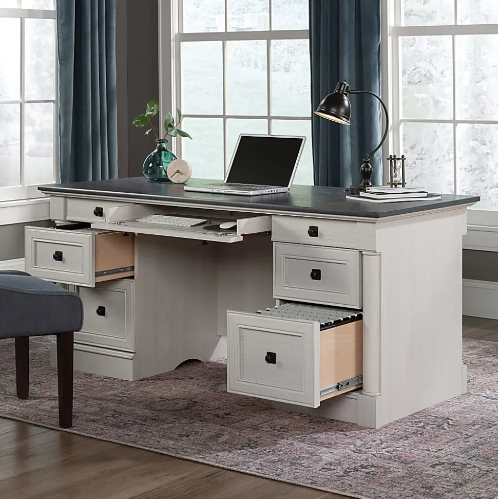 Sauder® Palladia 66"W Executive Computer Desk, Glacier Oak
