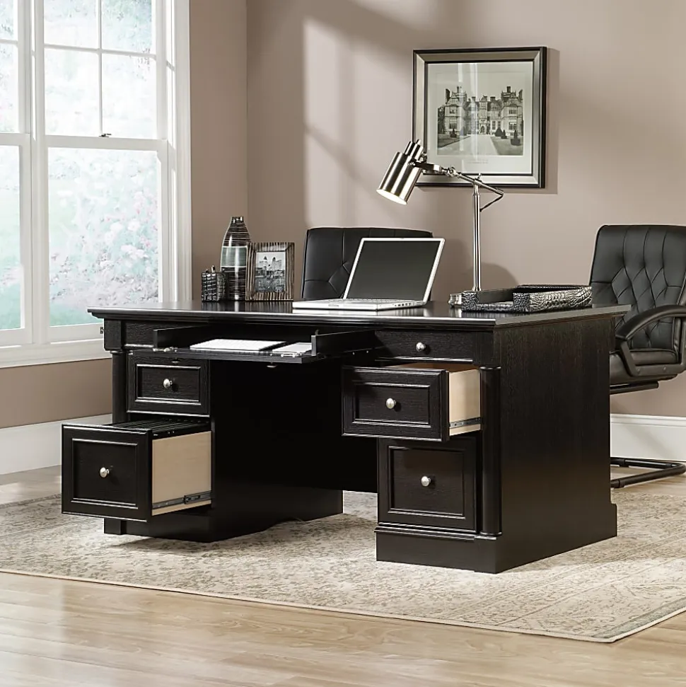 Sauder® Palladia 66"W Executive Computer Desk, Wind Oak
