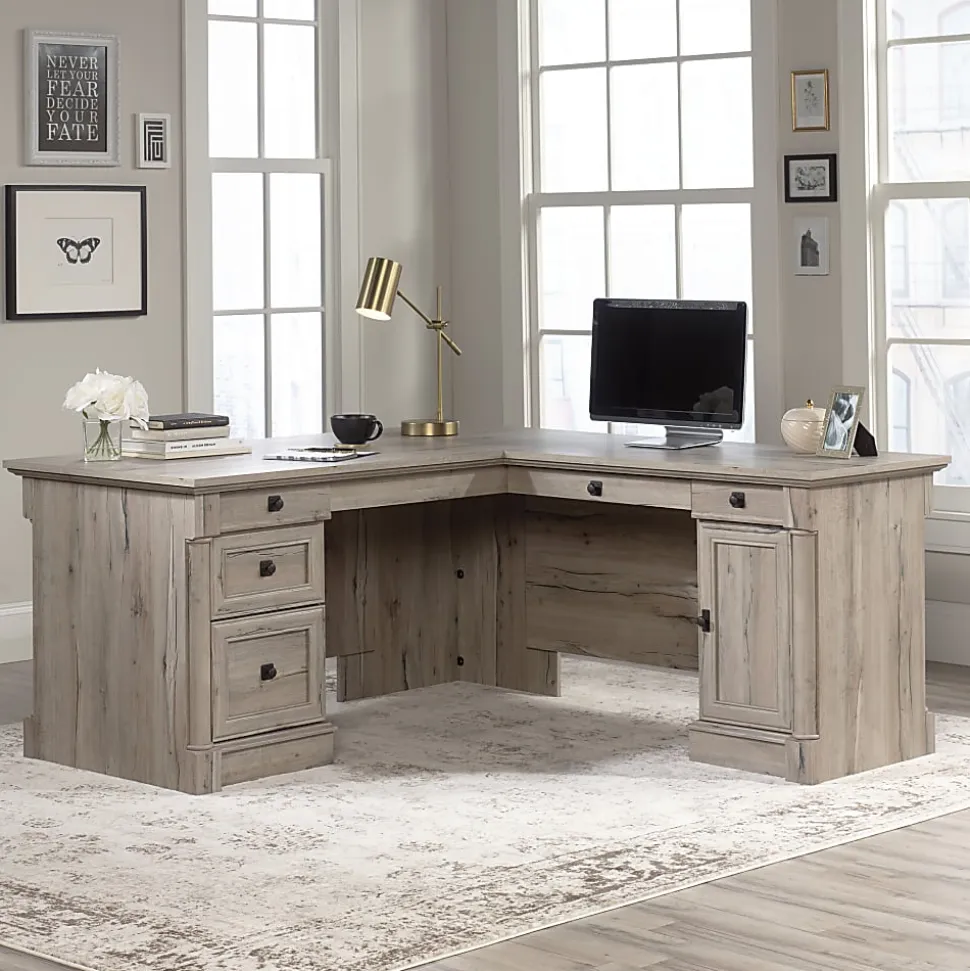 Sauder® Palladia 67"W L-Shaped Corner Desk, Split Oak