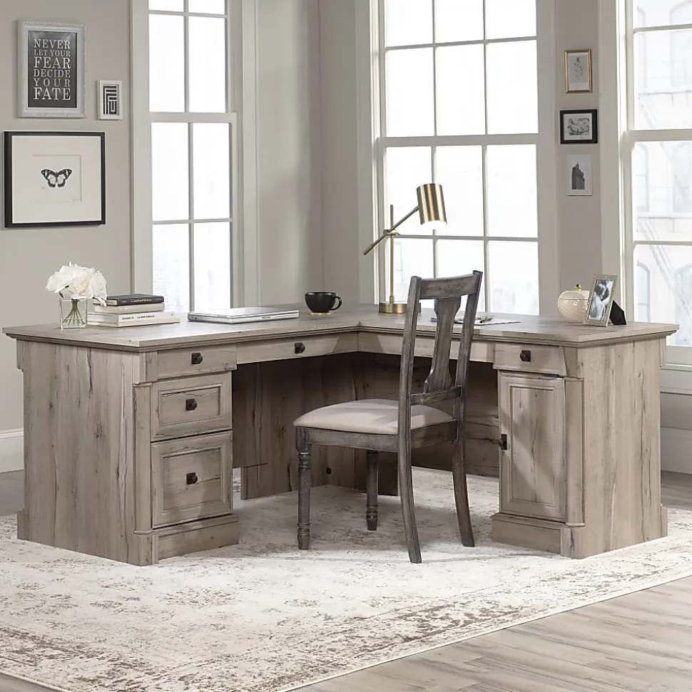 Sauder® Palladia 67"W L-Shaped Corner Desk, Split Oak