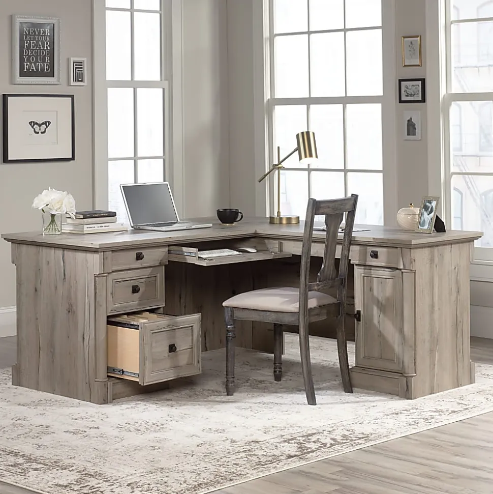 Sauder® Palladia 67"W L-Shaped Corner Desk, Split Oak