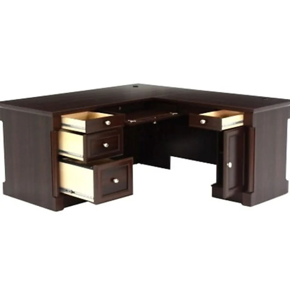 Sauder® Palladia 66"W L-Shaped Corner Desk, Select Cherry
