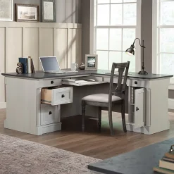 Sauder® Palladia 69”W L-Shaped Corner Desk, Glacier Oak