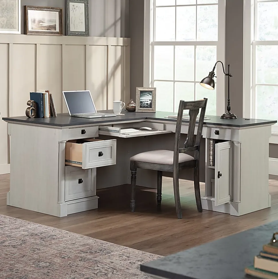 Sauder® Palladia 69”W L-Shaped Corner Desk, Glacier Oak