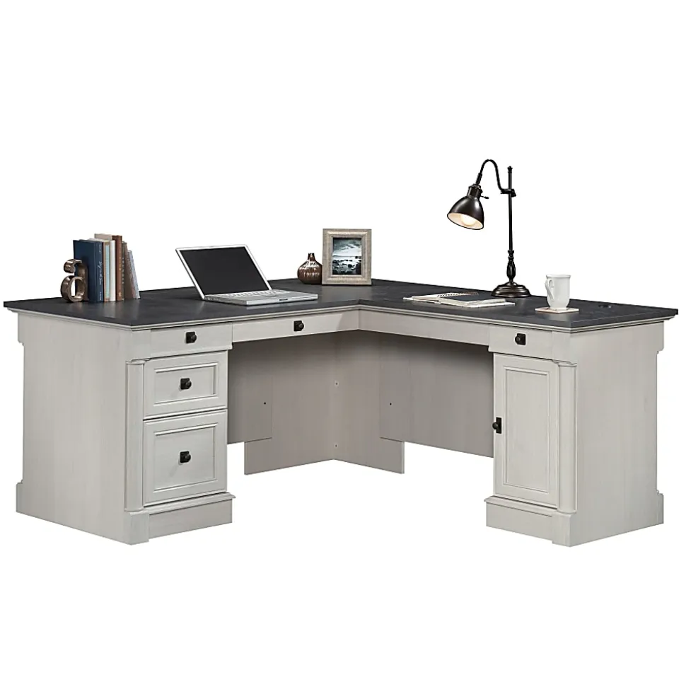 Sauder® Palladia 69”W L-Shaped Corner Desk, Glacier Oak
