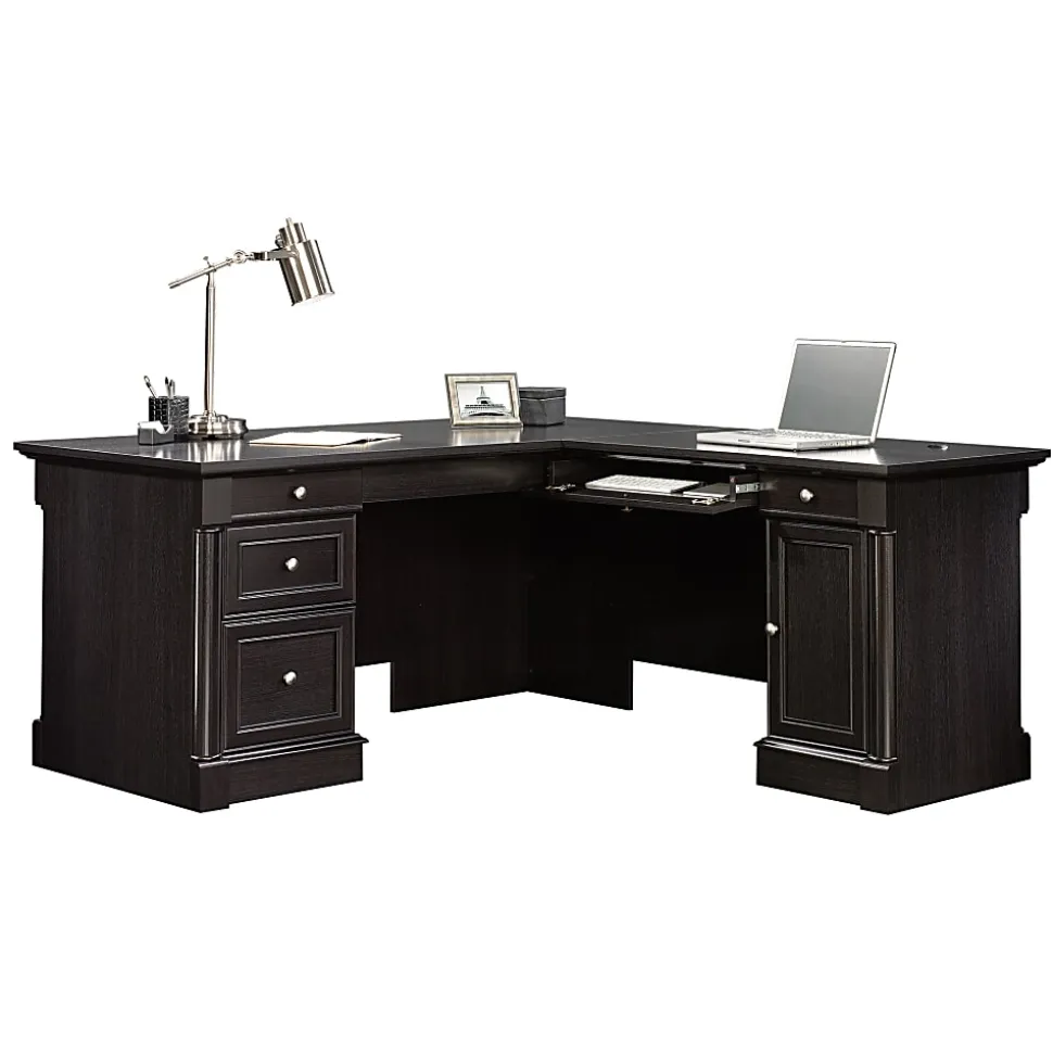 Sauder® Palladia 66"W L-Shaped Corner Desk, Wind Oak