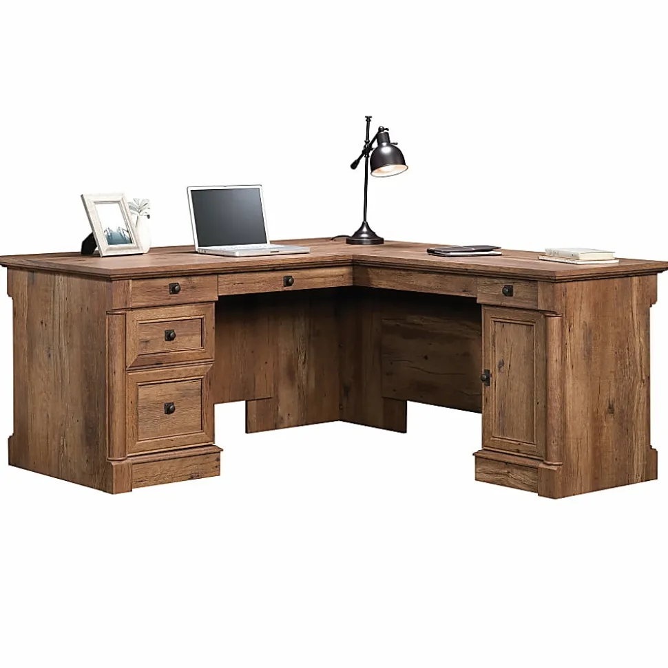 Sauder® Palladia 66"W L-Shaped Corner Desk, Vintage Oak