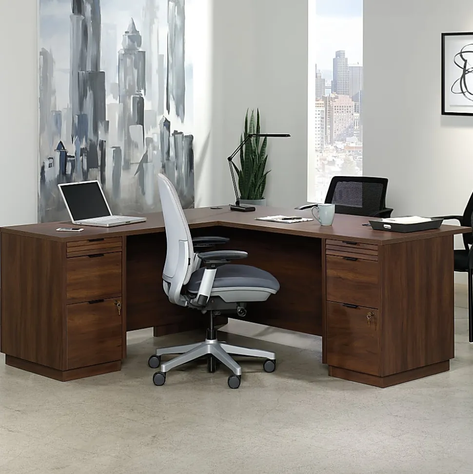 Sauder® Palo Alto™ 72"W Commercial L-Shaped Computer Desk, Spiced Mahogany™